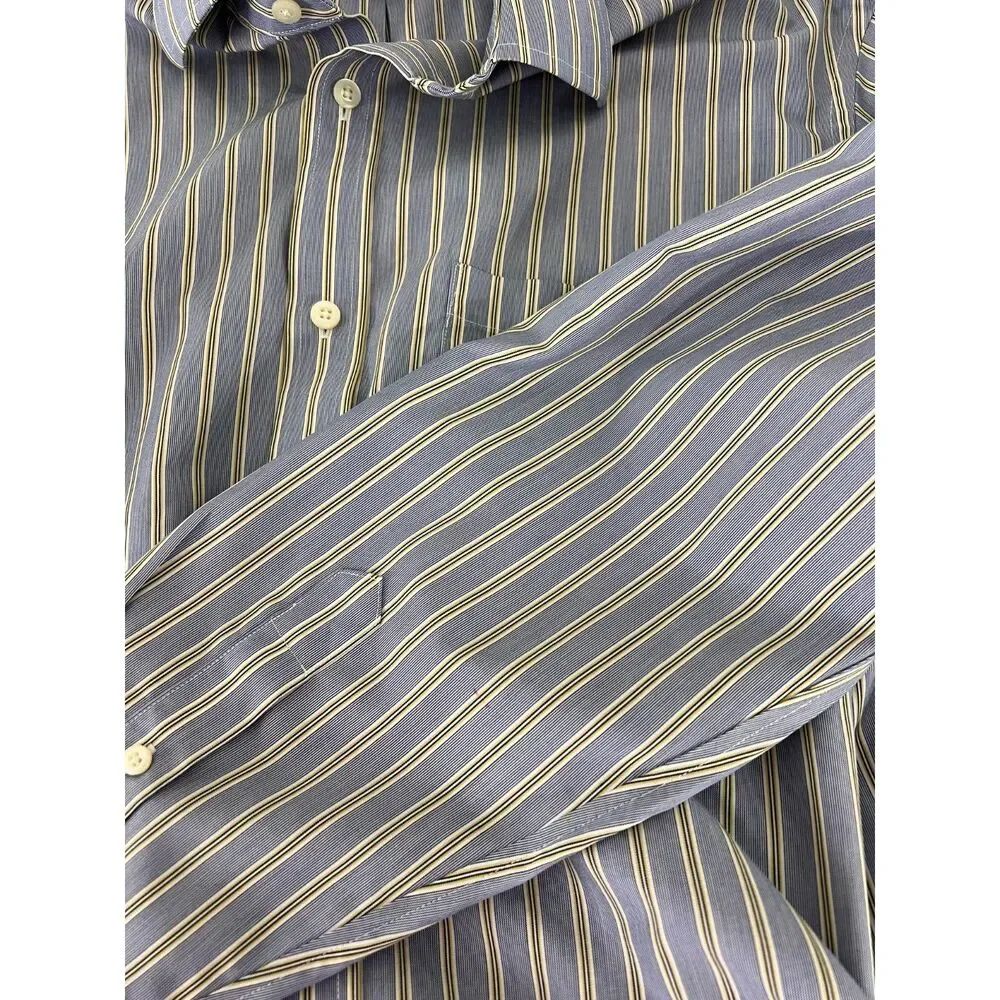 Banana Republic Non-Iron Classic Fit Button Up Shirt Blue Yellow Stripe Men's M